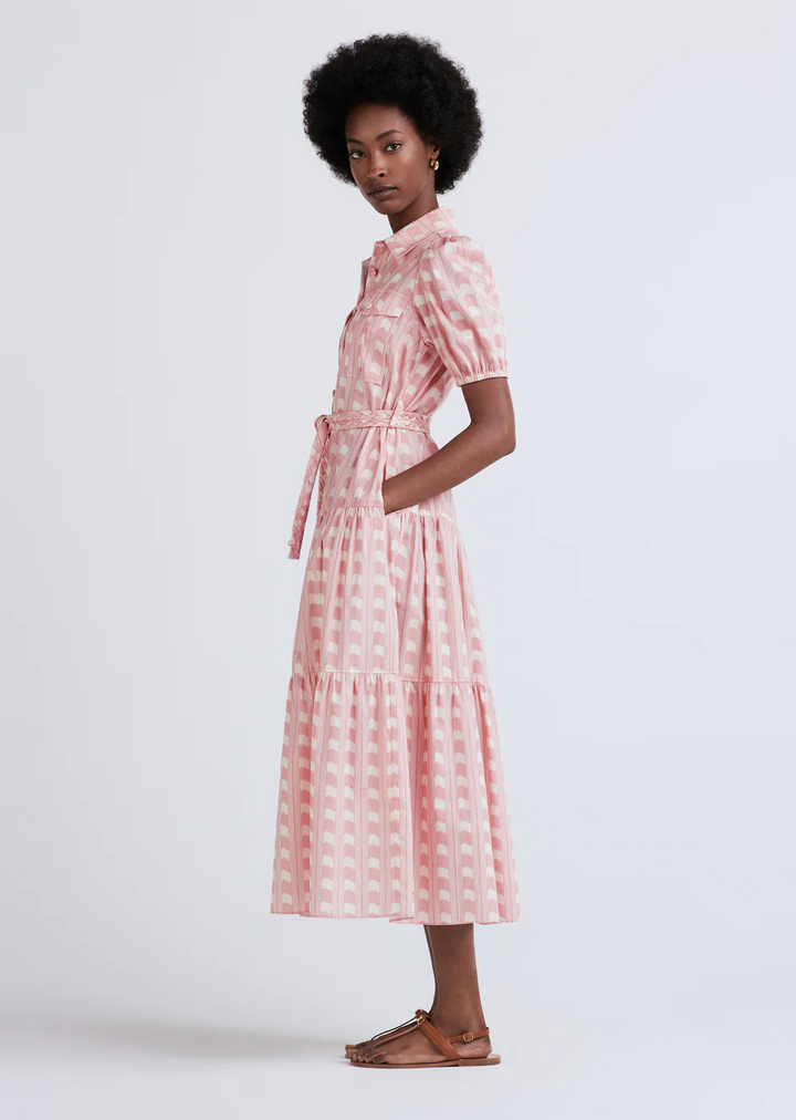 Derek Lam 10 Crosby - Daphne Puff Sleeve Shirt Dress in Pink Multi