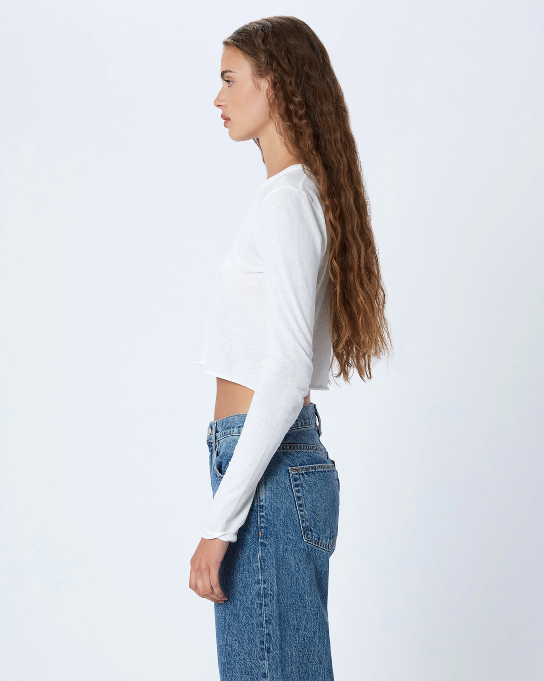 SLVRLAKE - Long Sleeve Baby Tee in Natural White