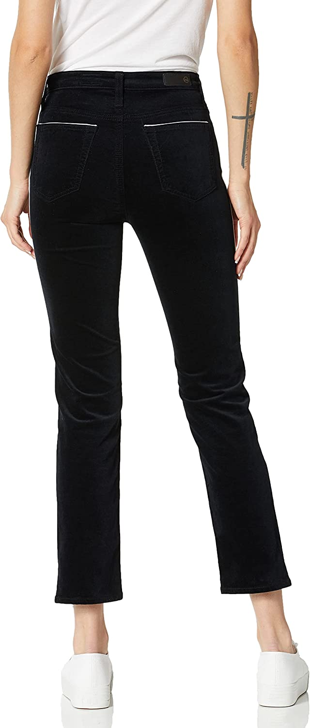 AG Jeans - The Isabelle High Rise Straight Crop in Super Black Crushed Velvet