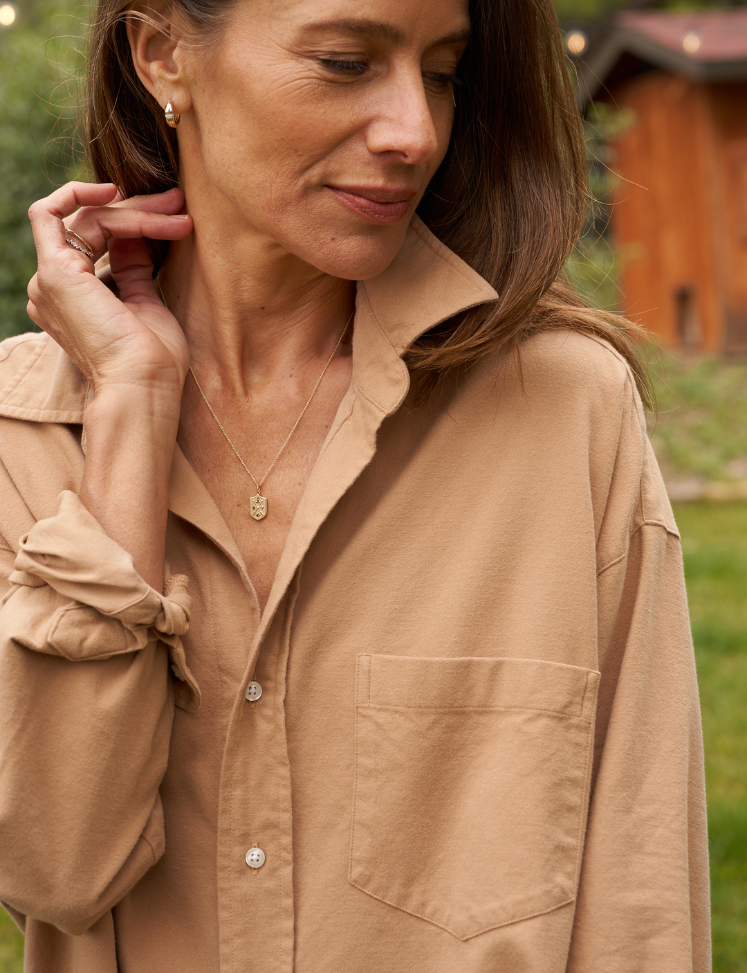 Frank & Eileen - Eileen Relaxed Button-Up Shirt in Camel Flannel
