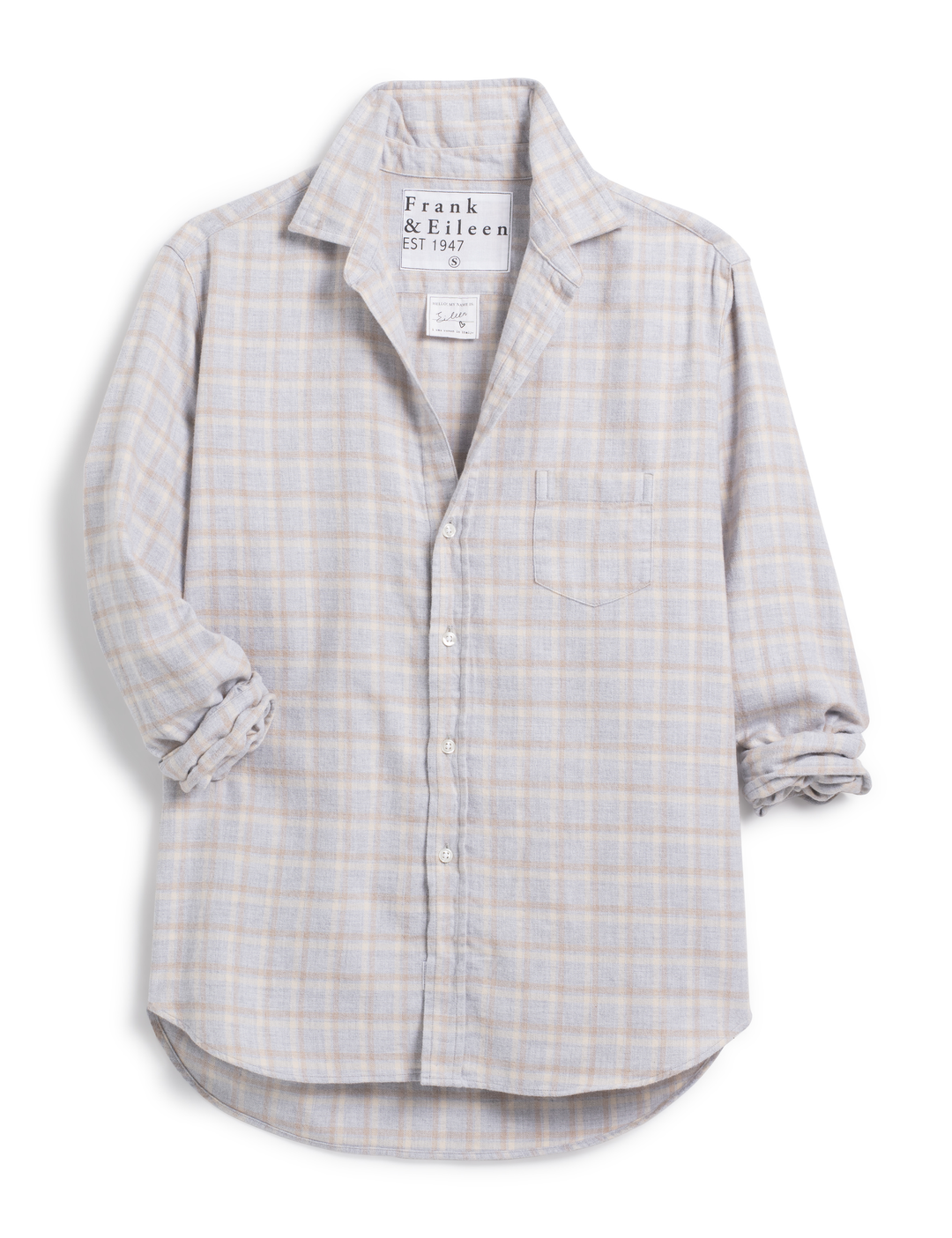 Frank & Eileen - Eileen Relaxed Button-Up Shirt in Camel, Cream, Gray Plaid