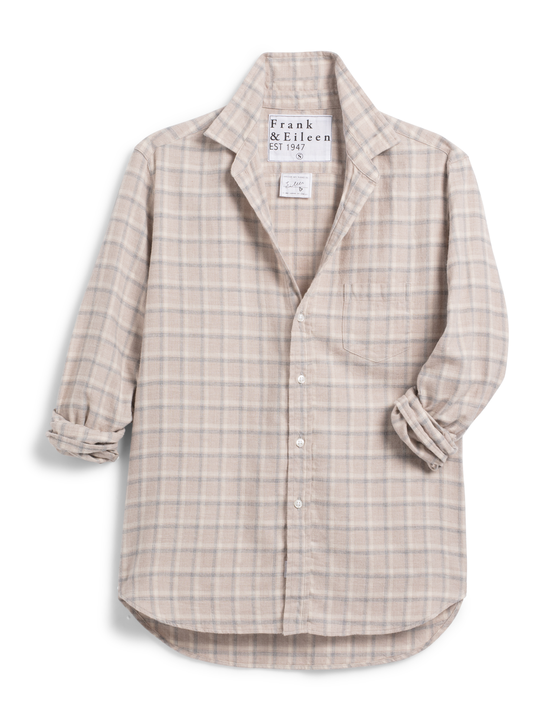 Frank & Eileen - Eileen Relaxed Button-Up Shirt in Sand, Gray, White Plaid