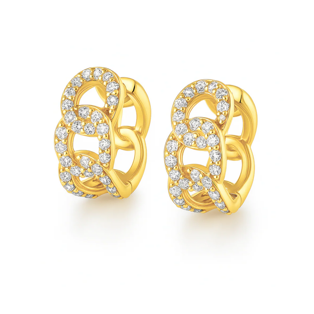 ELLIE VAIL - Anika Chain Huggie Hoop Earring in Gold Jewelry