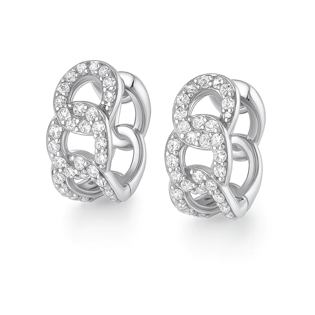 ELLIE VAIL - Anika Chain Huggie Hoop Earring in Silver Jewelry