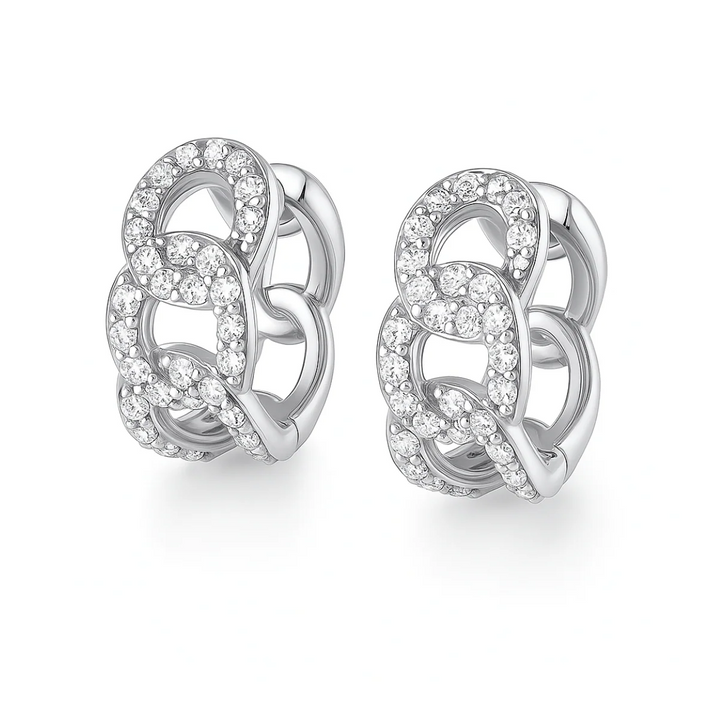 ELLIE VAIL - Anika Chain Huggie Hoop Earring in Silver Jewelry