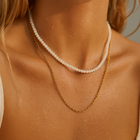 ELLIE VAIL - Brisa Double Chain Beaded Necklace in Gold