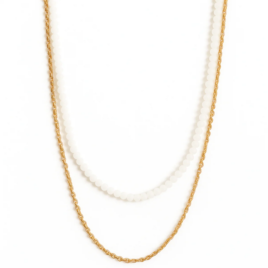 ELLIE VAIL - Brisa Double Chain Beaded Necklace in Gold Jewelry