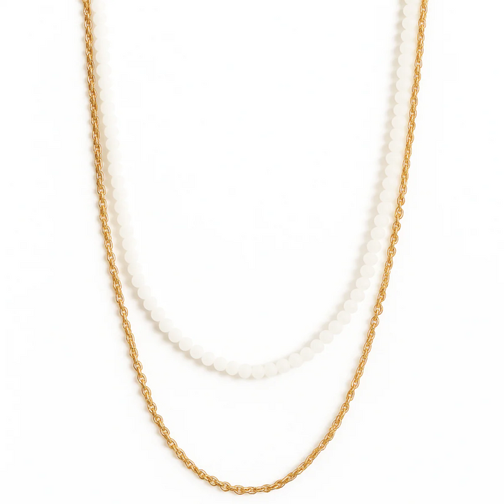 ELLIE VAIL - Brisa Double Chain Beaded Necklace in Gold Jewelry