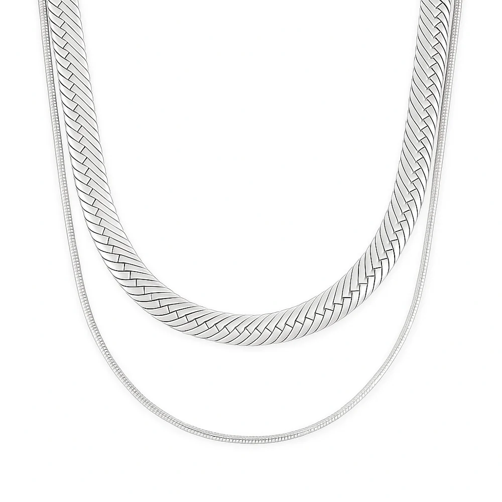 ELLIE VAIL - Cassia Double Chain Necklace in Silver Jewelry