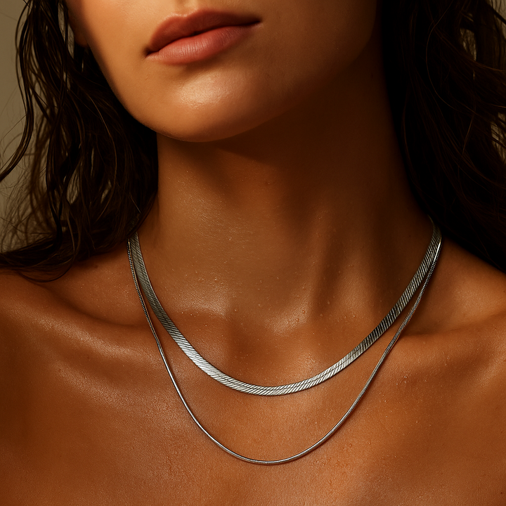 ELLIE VAIL - Cassia Double Chain Necklace in Silver Jewelry