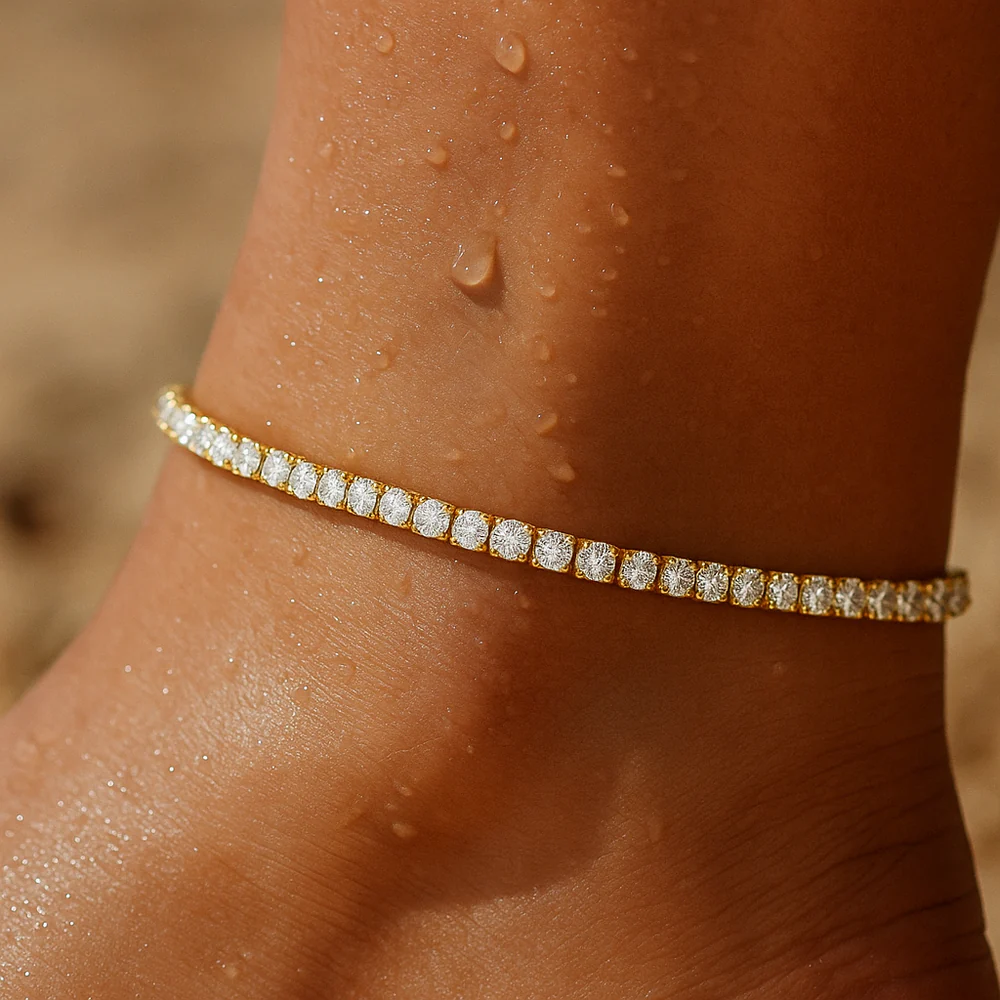 ELLIE VAIL - Esti Tennis Anklet in Gold Jewelry