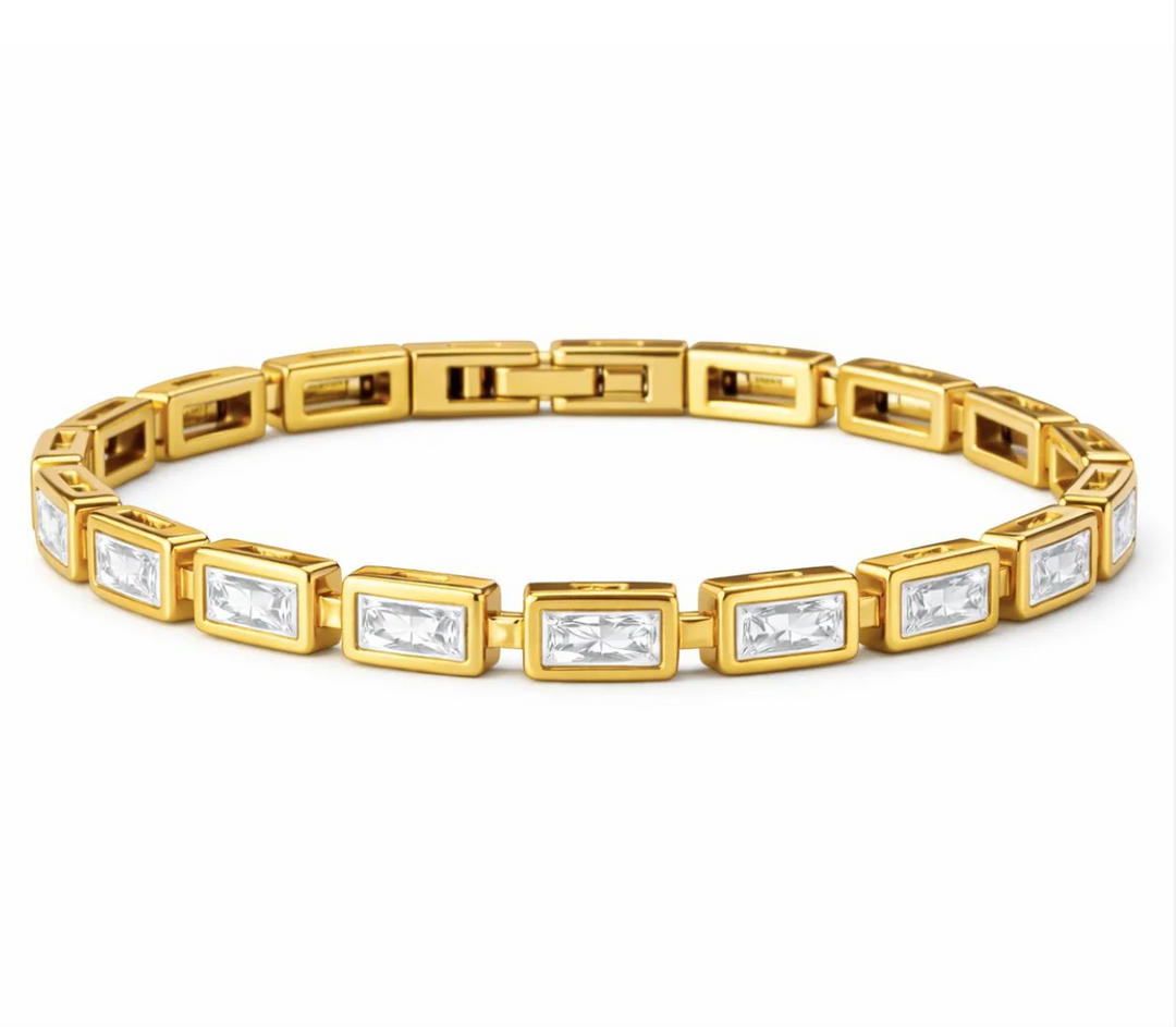 ELLIE VAIL - Monroe Baguette Bezel Tennis Bracelet in Gold Jewelry