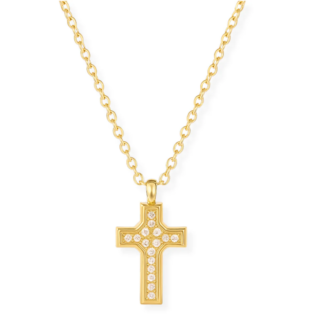 ELLIE VAIL - Wyatt Mini Cross Pendant Necklace in Gold Jewelry