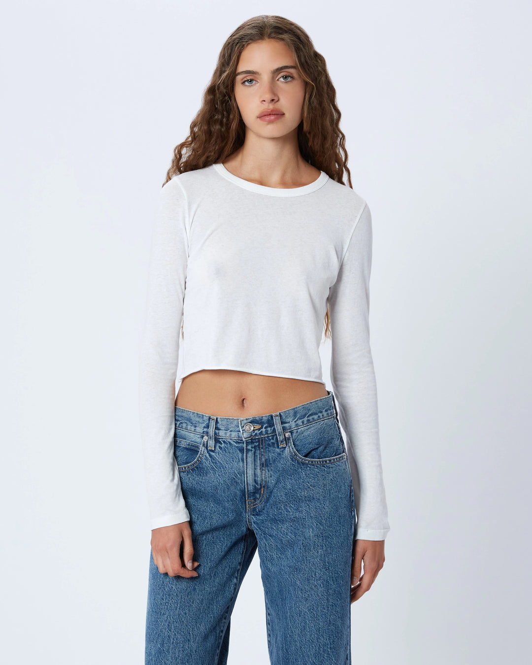 SLVRLAKE - Long Sleeve Baby Tee in Natural White