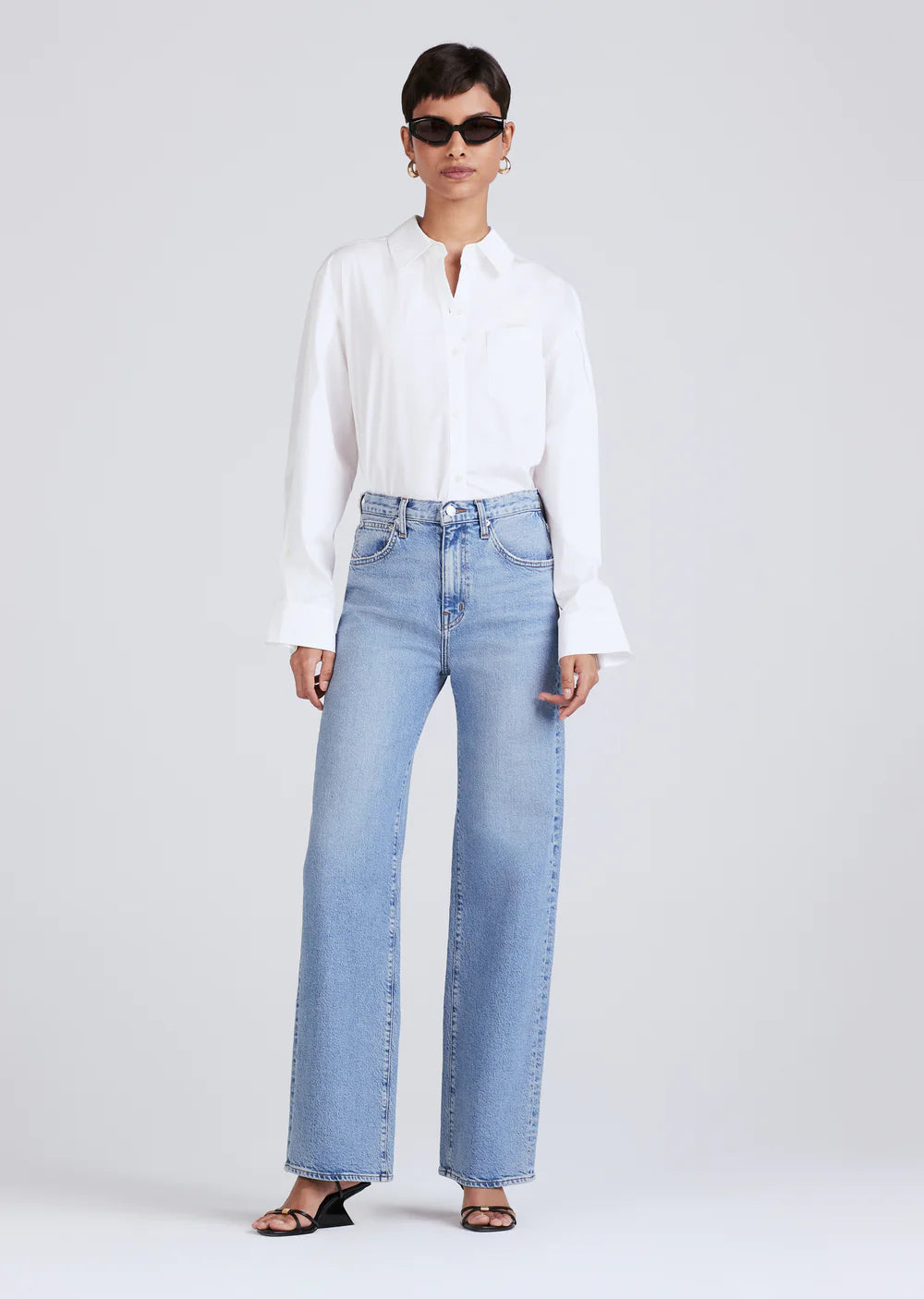 Derek Lam 10 Crosby - Faye High Rise Tailored Wide Leg Jeans in Sutton Vintage