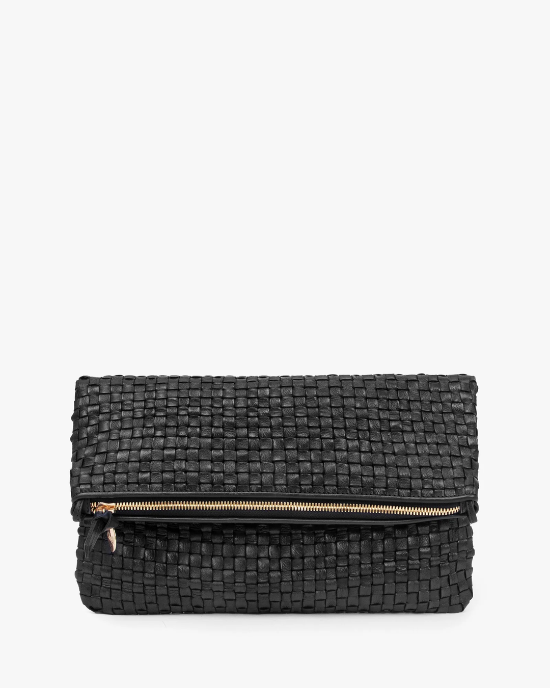 Clare V - Foldover Clutch w/ Tabs in Black Woven Checker