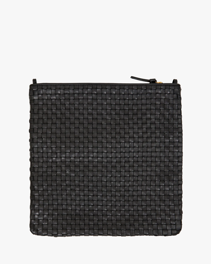 Clare V - Foldover Clutch w/ Tabs in Black Woven Checker