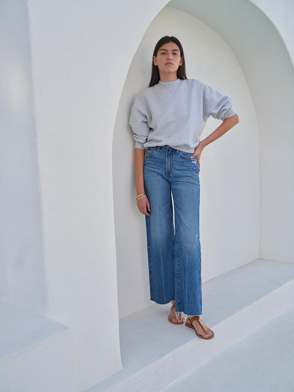 Frame - Classic Crew Sweatshirt in Heather Grey