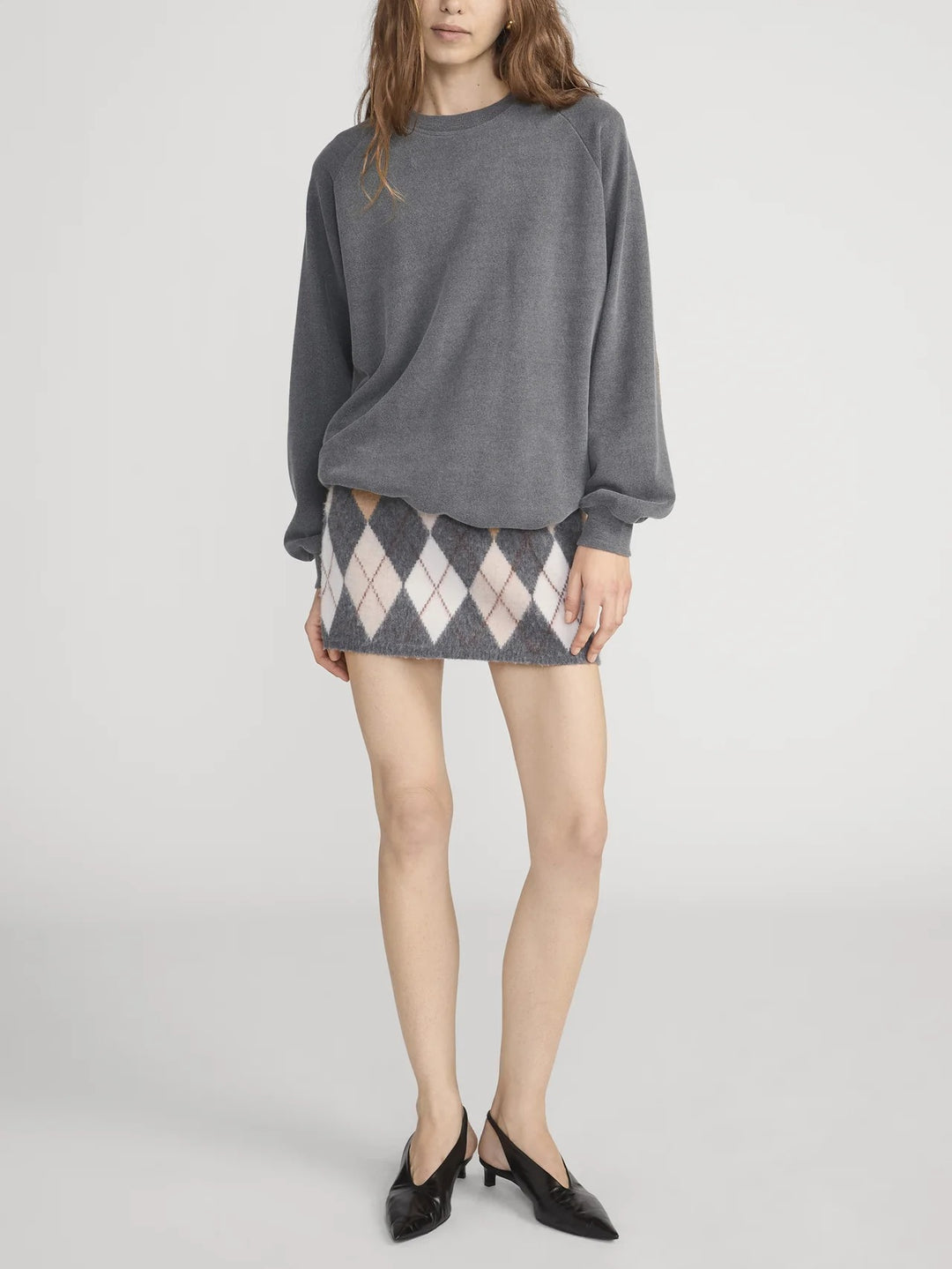 Frame Denim - The Brushed Argyle Skirt in Grey