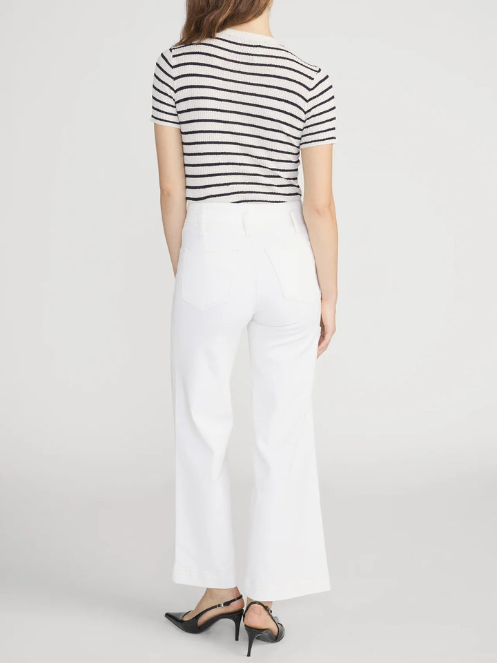 FRAME - The Seamed Wide Trouser Crop in Natural Clean Jeans