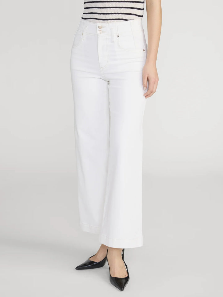 FRAME - The Seamed Wide Trouser Crop in Natural Clean Jeans