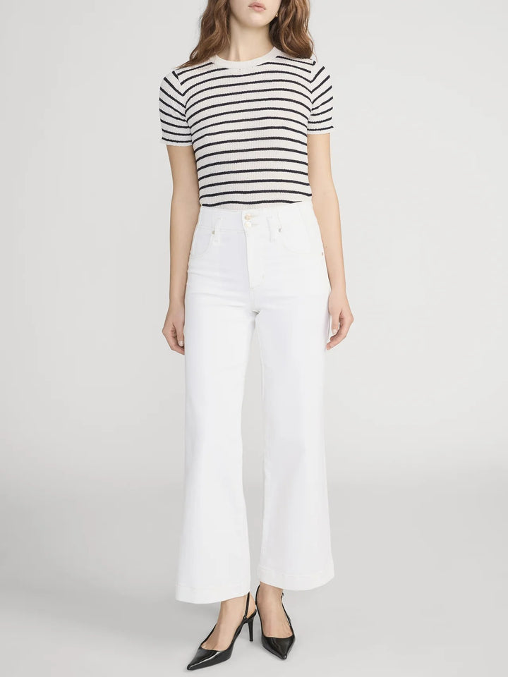FRAME - The Seamed Wide Trouser Crop in Natural Clean Jeans
