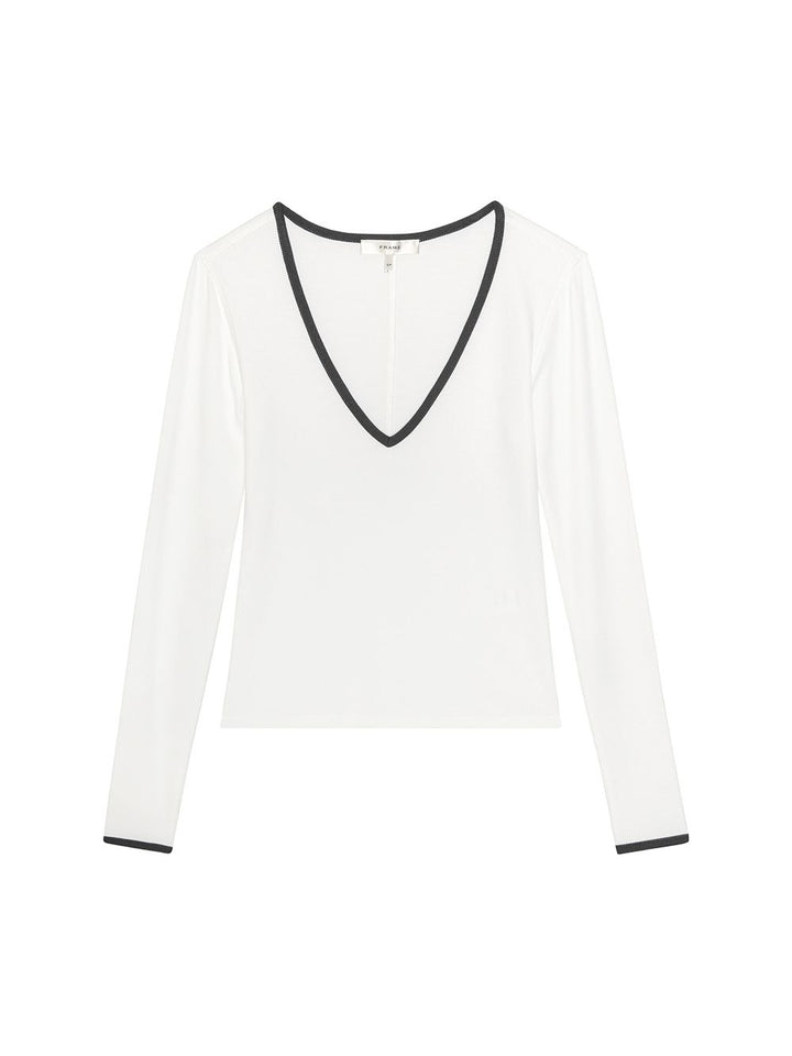 FRAME -The Sporty V-Neck Top in White