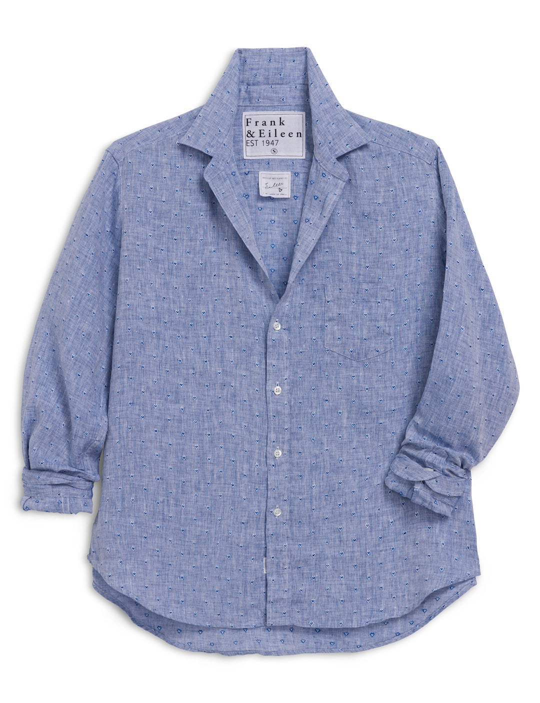 FRANK & EILEEN - Eileen Relaxed in Blue Linen Hearts Shirt