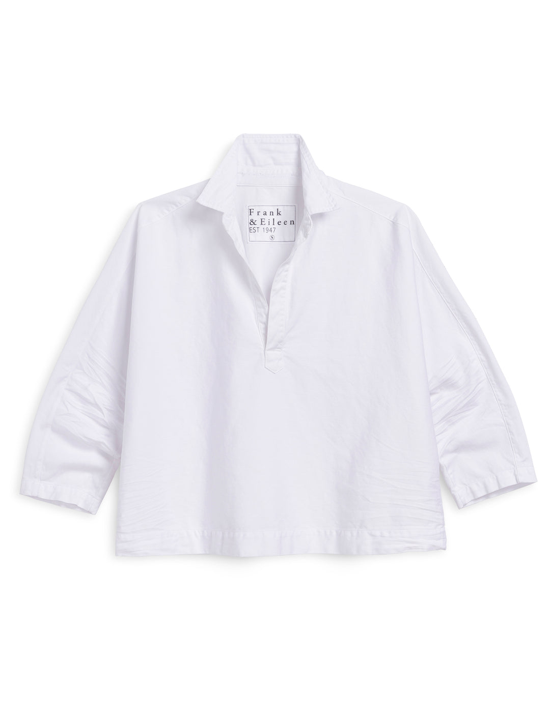 Frank & Eileen - Gabi Popover Shirt in White Italian Color Denim Tops