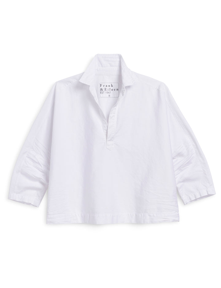 Frank & Eileen - Gabi Popover Shirt in White Italian Color Denim Tops