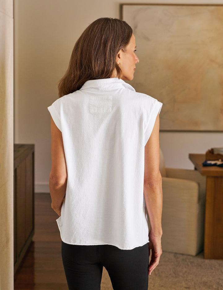 FRANK & EILEEN - Olivia Popover Collar Tank in White Tank Top
