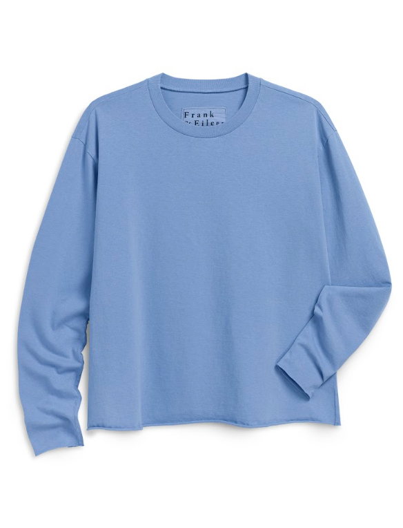 FRANK & EILEEN - Quinn Long Sleeve Crewneck Tee in Fog Heritage Jersey Tops