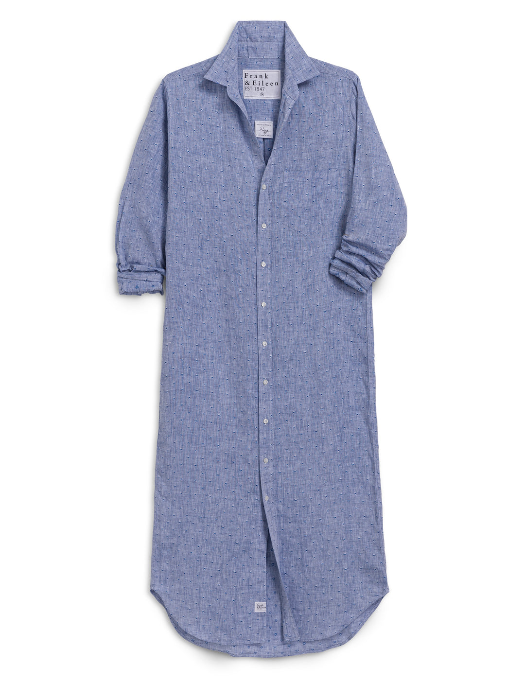 FRANK & EILEEN - Rory Maxi Denim Shirtdress in Blue Linen Hearts Dress