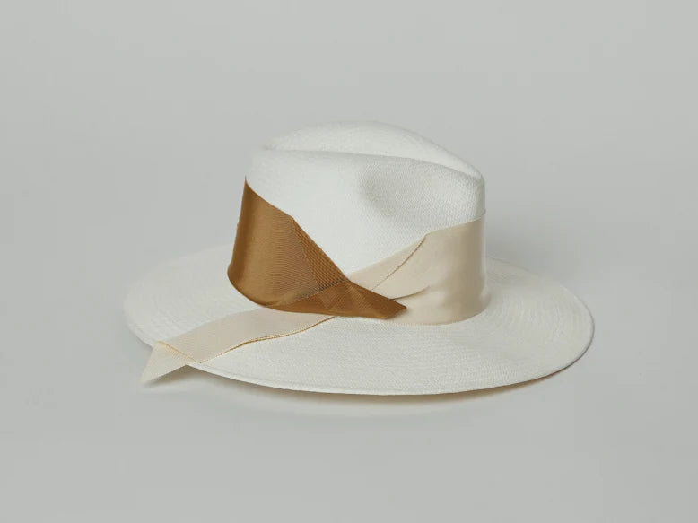 Freya - Gardenia Hat in White Bone/Camel Hats