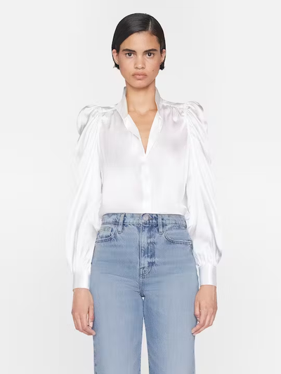 Frame - Gillian Long Sleeve Top in Off White