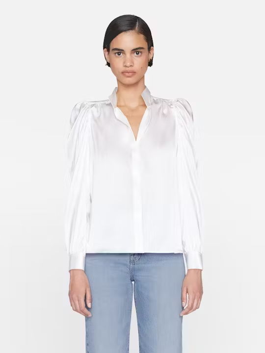 Frame - Gillian Long Sleeve Top in Off White