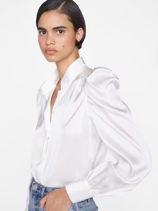 Frame - Gillian Long Sleeve Top in Off White