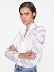 Frame - Gillian Long Sleeve Top in Off White