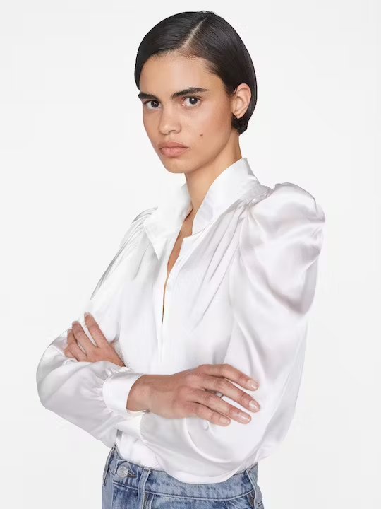 Frame - Gillian Long Sleeve Top in Off White