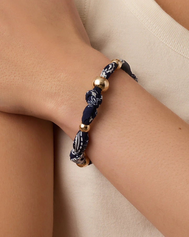 GORJANA - Paisley Bandana Knot Bracelet in Navy Bracelets