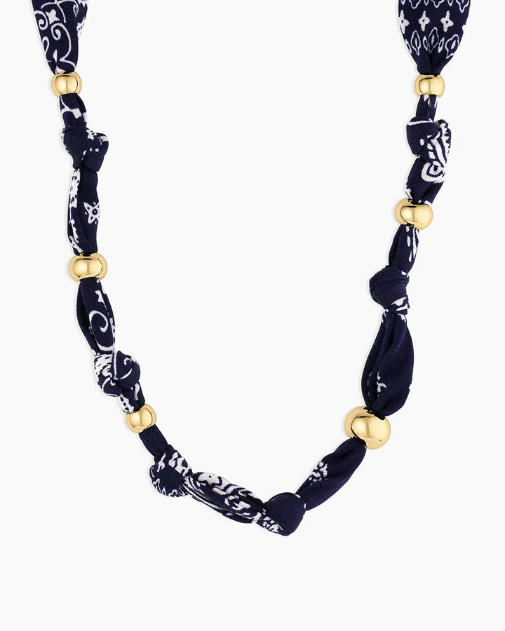 GORJANA - Paisley Bandana Knot Necklace in Navy Necklaces