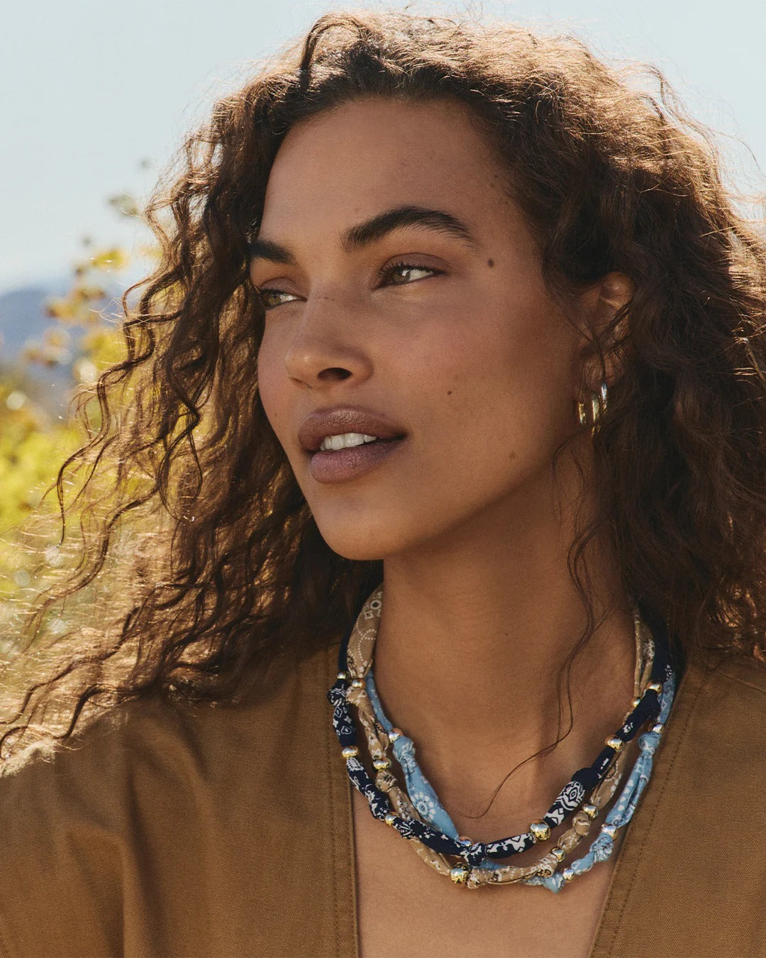 GORJANA - Paisley Bandana Knot Necklace in Navy Necklaces