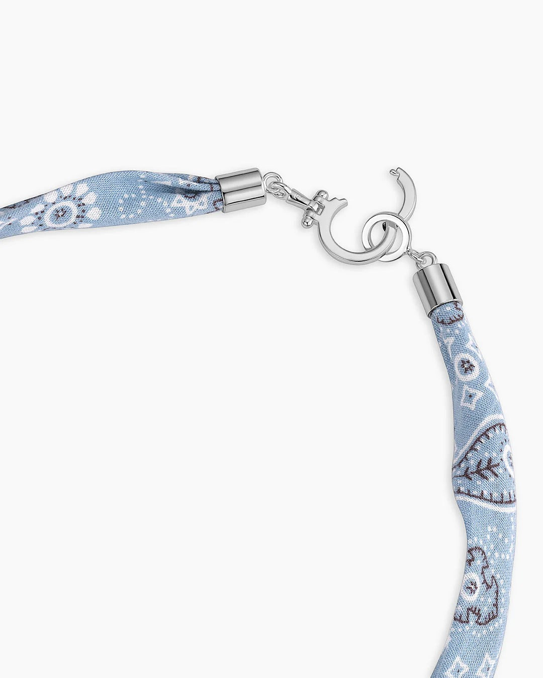 GORJANA - Paisley Bandana Knot Necklace in Silver Chambray Necklaces