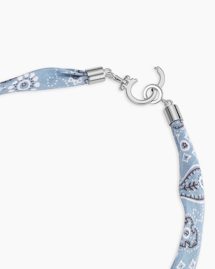 GORJANA - Paisley Bandana Knot Necklace in Silver Chambray Necklaces