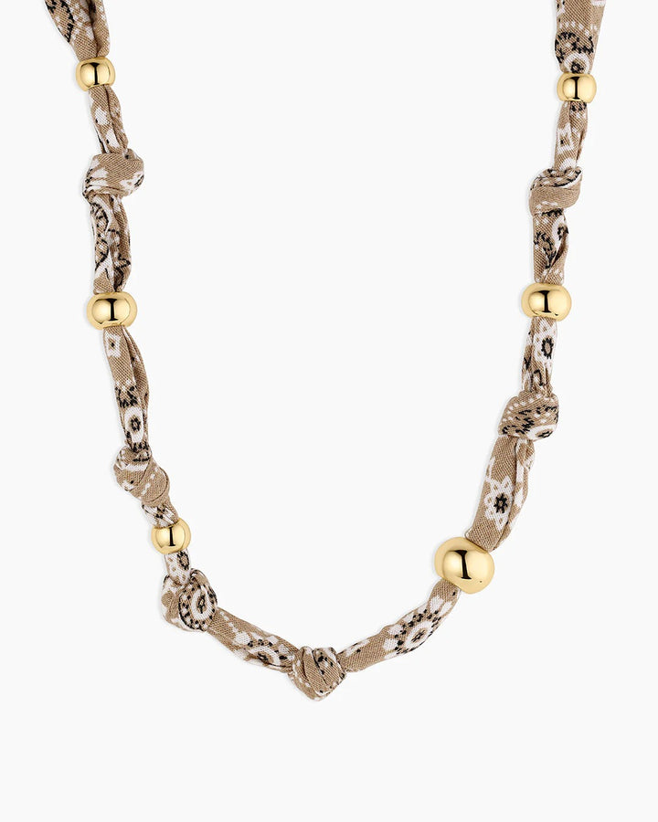 GORJANA - Paisley Bandana Knot Necklace in Taupe Necklaces