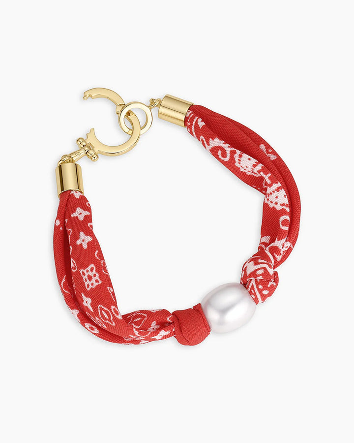 GORJANA - Paisley Bandana Pearl Bracelet in Red Bracelets