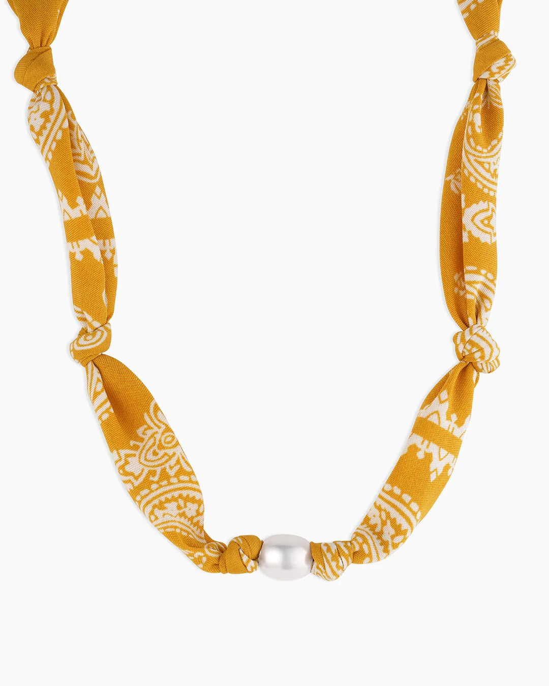 GORJANA - Paisley Bandana Pearl Necklace in Yellow Necklaces