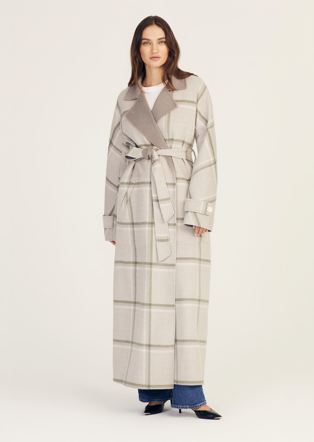 Derek Lam 10 Crosby - Leone Reversible Double Face Wool Coat in Grey/Sage