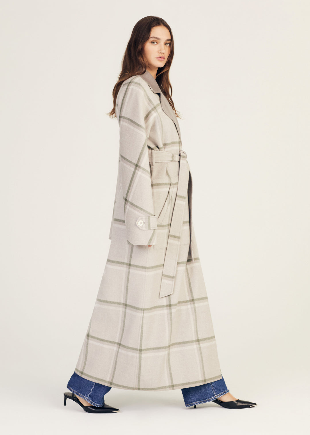 Derek Lam 10 Crosby - Leone Reversible Double Face Wool Coat in Grey/Sage