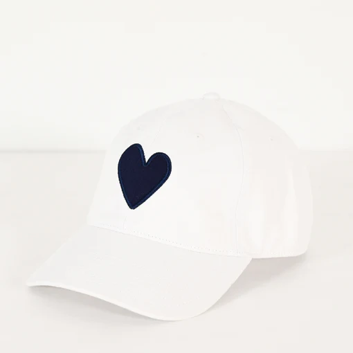 Kerri Rosenthal - Heart Patch Baseball Hat in White/Blue